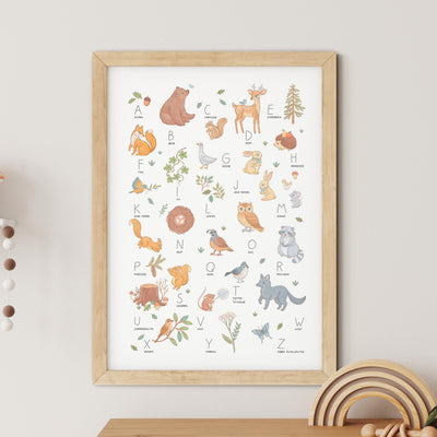 Woodland Watercolour Alphabet Nursery Print: A-Z Bears, Deer & Wildlife Wall Art