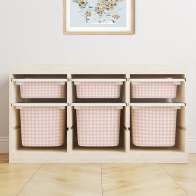 IKEA Trofast Gingham Drawer Stickers | Removable Playroom Organisation Labels | Scandi Kids Decor