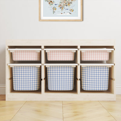 IKEA Trofast Gingham Drawer Stickers | Removable Playroom Organisation Labels | Scandi Kids Decor