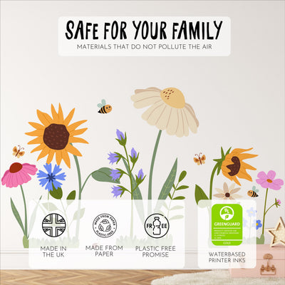 Large Flower Wall Decals: Paper Removable Wild Flower Baby, Kids Nursery Stickers
