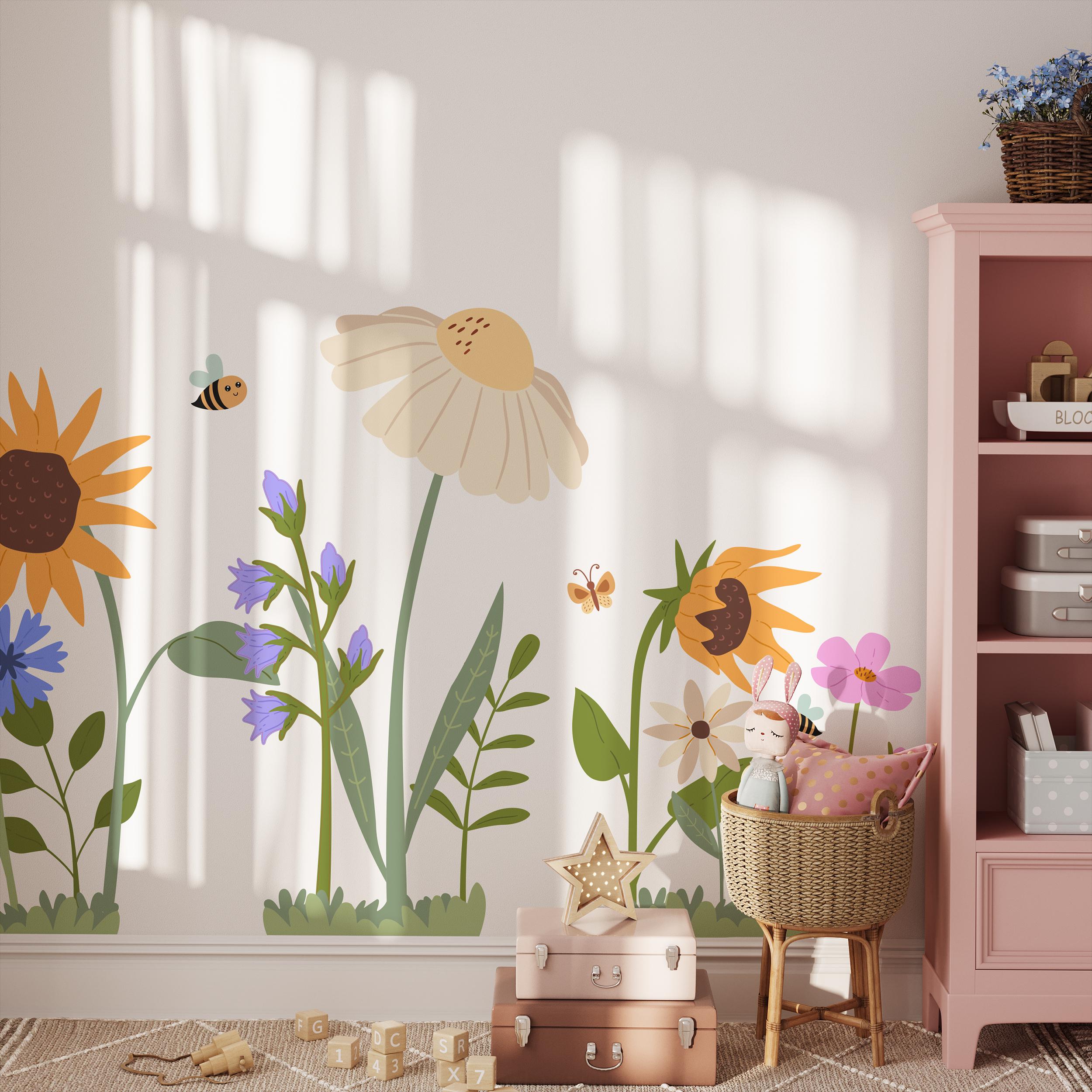 Large Flower Wall Decals: Paper Removable Wild Flower Baby, Kids Nursery Stickers