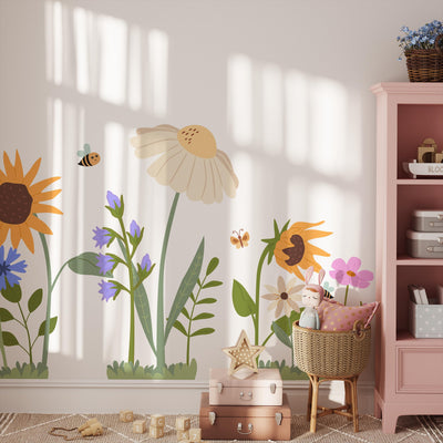 Large Flower Wall Decals: Paper Removable Wild Flower Baby, Kids Nursery Stickers