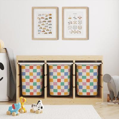 IKEA Trofast Checkered Drawer Stickers Multicoloured | Removable Playroom Organisation Labels | Scandi Kids Decor