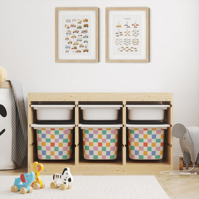 IKEA Trofast Checkered Drawer Stickers Multicoloured | Removable Playroom Organisation Labels | Scandi Kids Decor