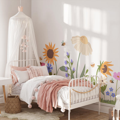 Large Flower Wall Decals: Paper Removable Wild Flower Baby, Kids Nursery Stickers