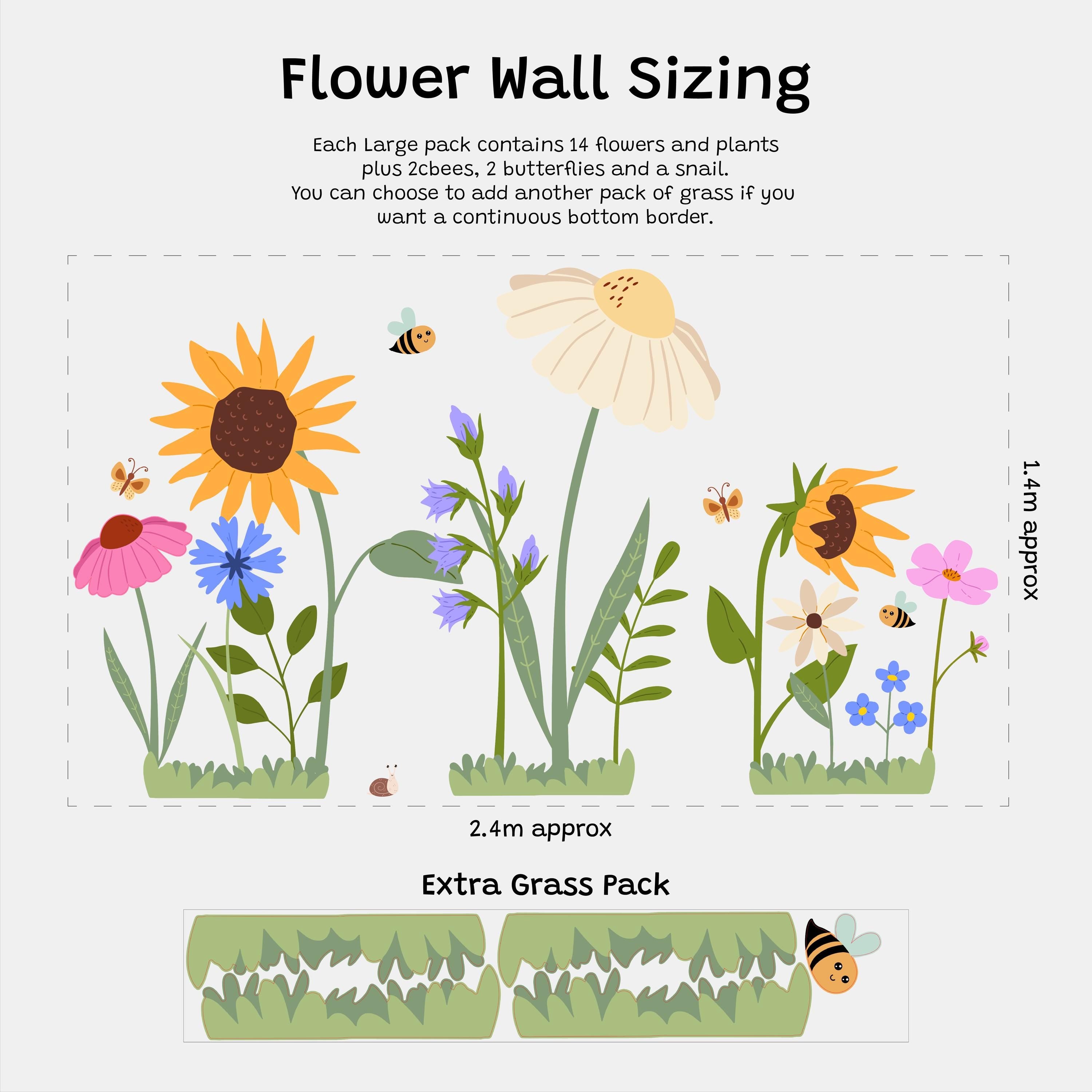 Large Flower Wall Decals: Paper Removable Wild Flower Baby, Kids Nursery Stickers