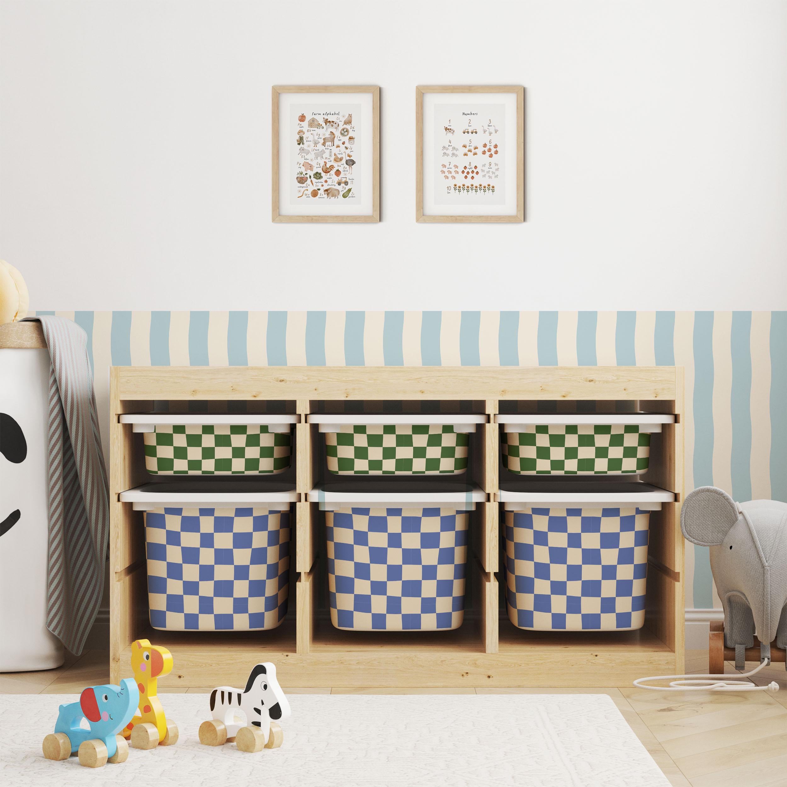IKEA Trofast Checkered Drawer Stickers | Removable Playroom Organisation Labels | Scandi Kids Decor