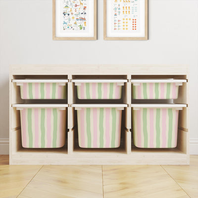 IKEA Trofast Wavy Stripes Box Stickers Multicoloured | Removable Playroom Organisation Labels | Scandi Kids Decor