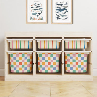IKEA Trofast Coloured Lines Box Stickers Multicoloured | Removable Playroom Organisation Labels | Scandi Kids Decor