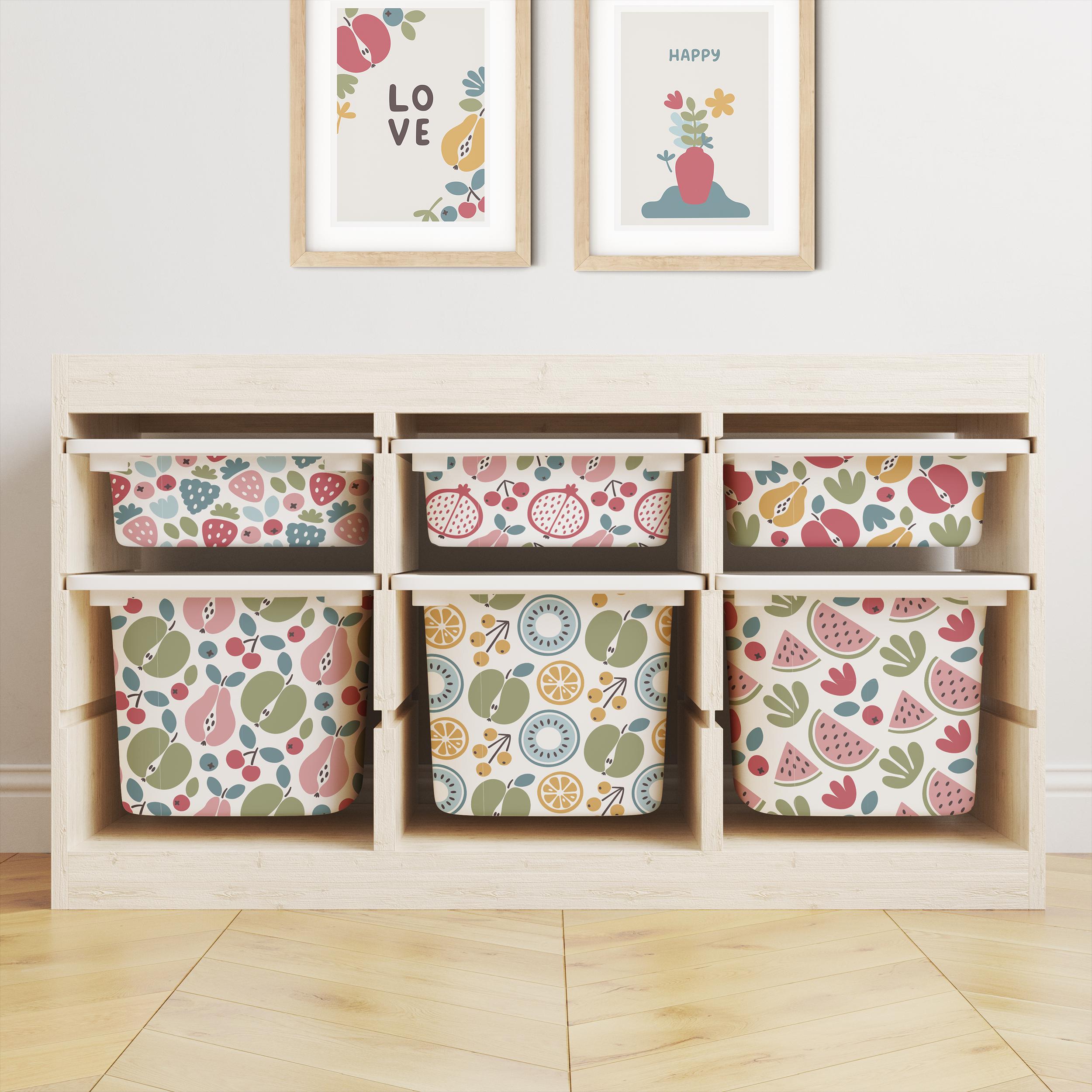 IKEA Trofast Box Fruit Stickers Multicoloured | Removable Playroom Organisation Labels | Scandi Kids Decor