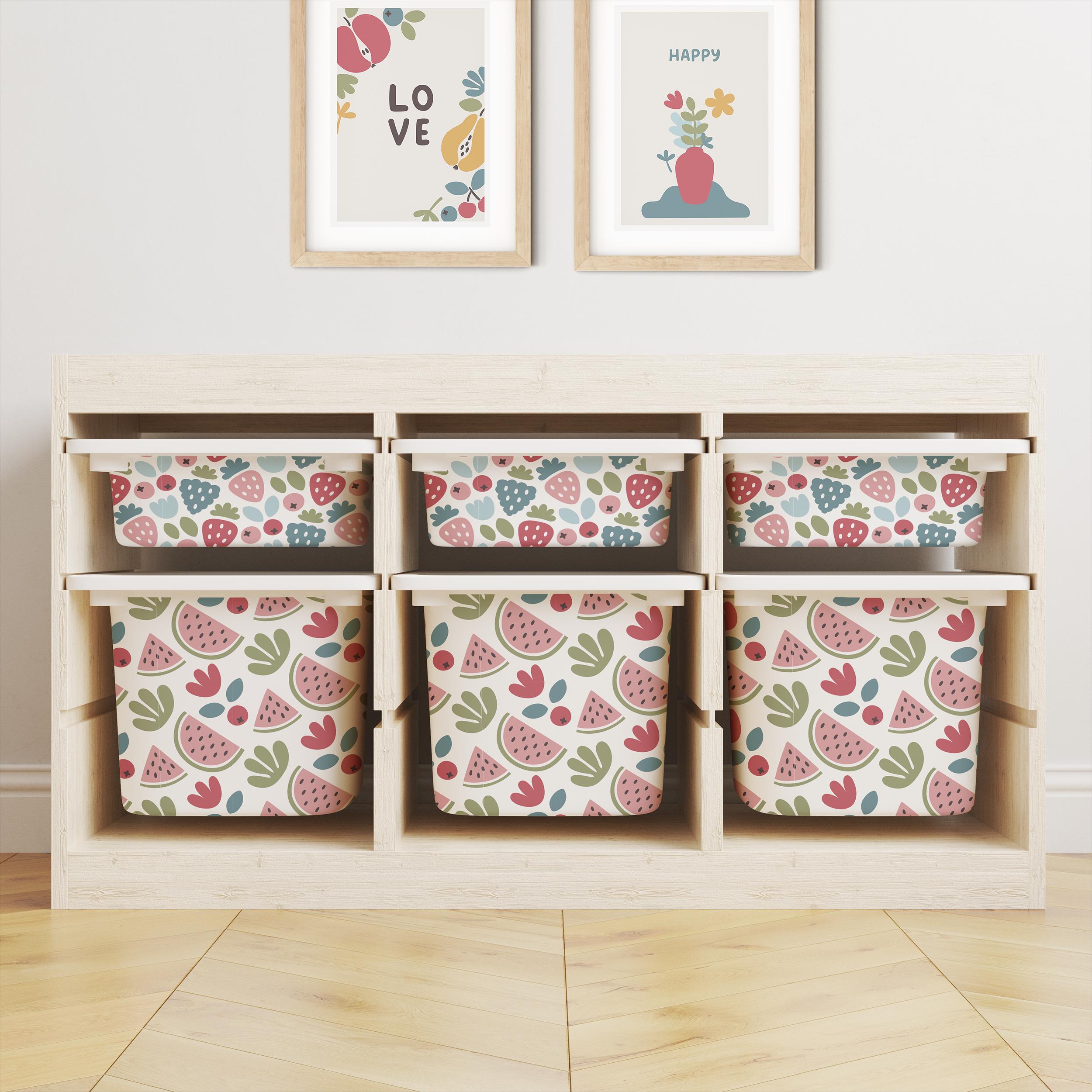IKEA Trofast Box Fruit Stickers Multicoloured | Removable Playroom Organisation Labels | Scandi Kids Decor