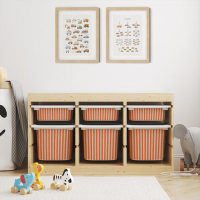 IKEA Trofast Box Red & Pink Stripes Stickers Removable Playroom Organisation Labels Scandi Kids Decor
