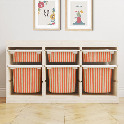IKEA Trofast Box Red & Pink Stripes Stickers Removable Playroom Organisation Labels Scandi Kids Decor