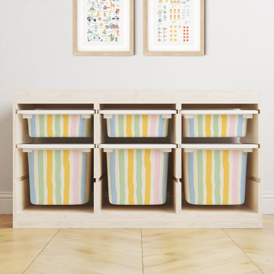 IKEA Trofast Wavy Stripes Box Stickers Multicoloured | Removable Playroom Organisation Labels | Scandi Kids Decor