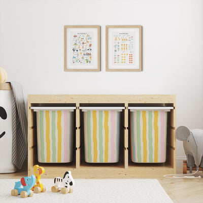 IKEA Trofast Wavy Stripes Box Stickers Multicoloured | Removable Playroom Organisation Labels | Scandi Kids Decor