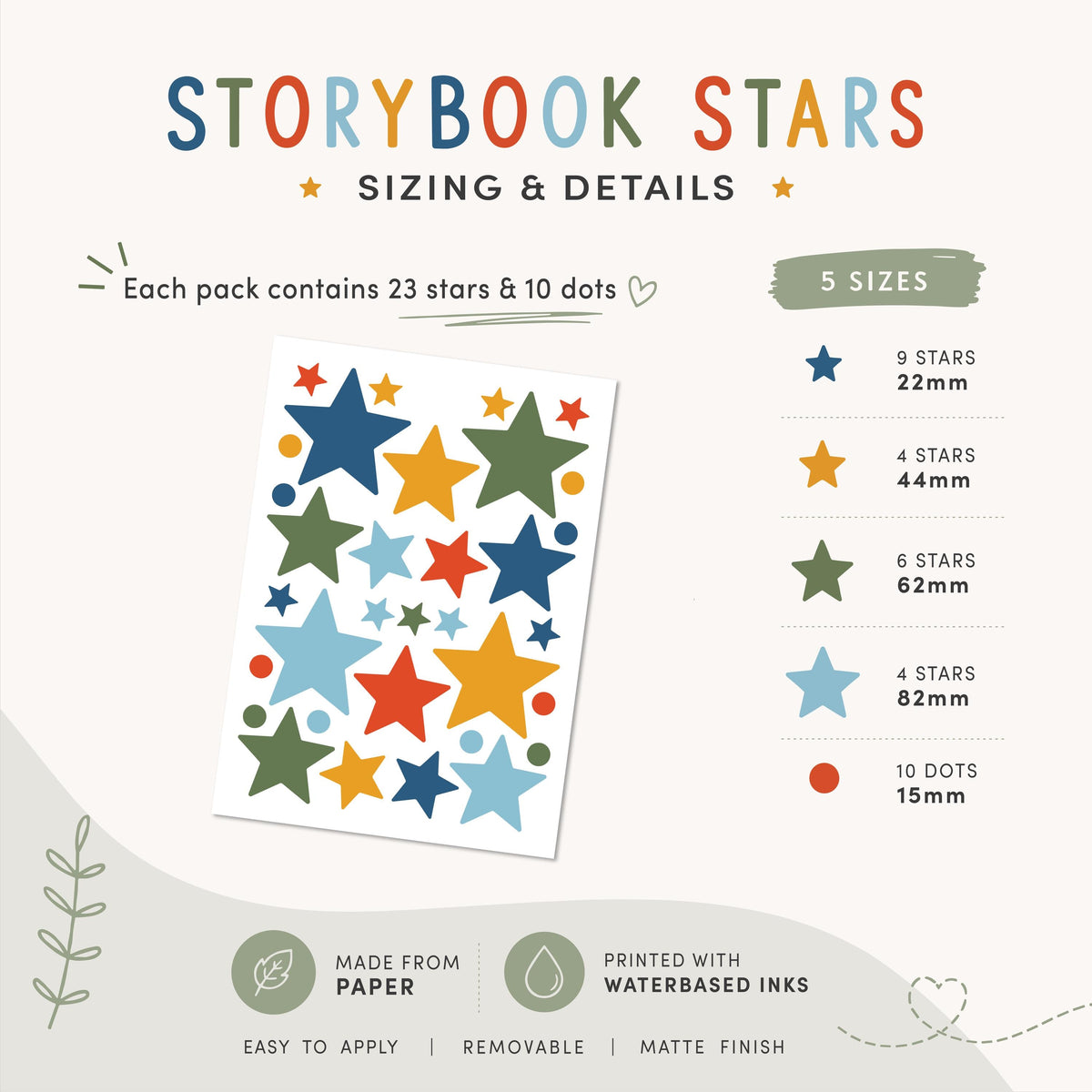 Storybook Star Wall Stickers , Multicolour Baby Nursery Decor , Childrens Bedroom