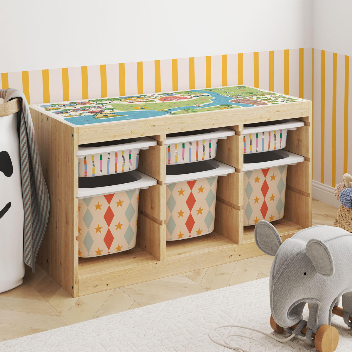 IKEA Trofast Big Top Box Stickers Scalloped | Removable Playroom Organisation Labels | Scandi Kids Decor