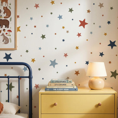 Storybook Star Wall Stickers , Multicolour Baby Nursery Decor , Childrens Bedroom