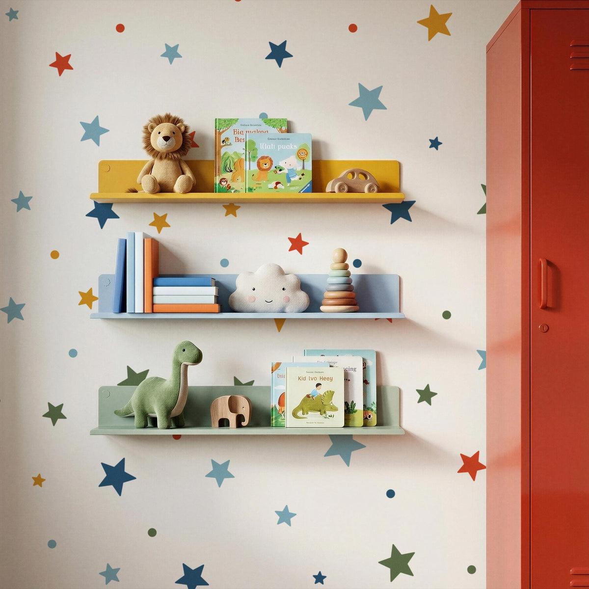 Storybook Star Wall Stickers , Multicolour Baby Nursery Decor , Childrens Bedroom