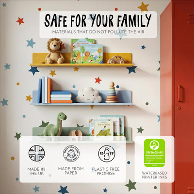 Storybook Star Wall Stickers , Multicolour Baby Nursery Decor , Childrens Bedroom