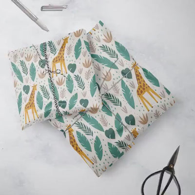 Safari Gift Wrap, Eco Friendly Kids Gift Wrapping Paper, 100% Recyclable, Luxury Sustainable Kraft Birthday.