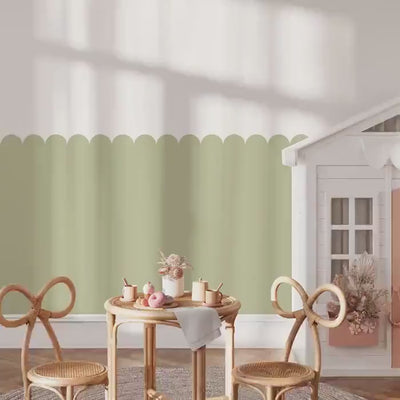 Scalloped Wall Panel, Half Wall Nursery Stickers, Nursery Decor, Removable Art, Polka Dot Decals, Peel & Stick