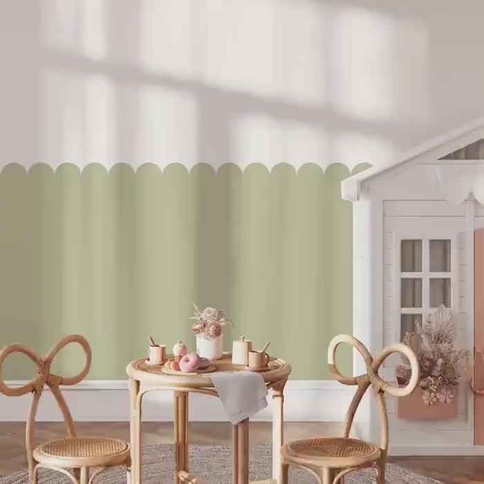 Load video: Scalloped Wall Panel, Half Wall Nursery Stickers, Nursery Decor, Removable Art, Polka Dot Decals, Peel &amp; Stick